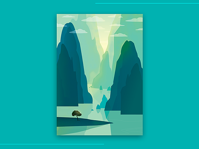 Basic Landscape - The turquoise mountains blue design flat flatdesign green illustration illustrator landscape vector website