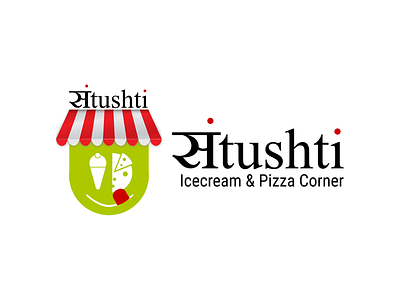 Santushti - Icecream & Pizza Corner Logo brand branding corel draw coreldraw design illustration logo typography ui vector