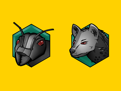Ant & Hyena - Collaboration Badges S1 achievements animals badge bug collaboration graphic design illustration svg vector