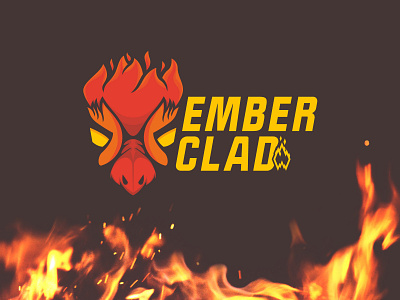 EmberClad Mascot Design branding brandmark esports flames gaming icon identity logo red sports startup vector