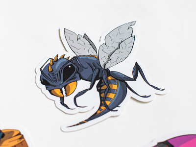 Bugcrowd - P1 Warriors Bug Sticker bee bug character character design characters design flying illustration sticker sticker design sticker pack stickers vector wasp