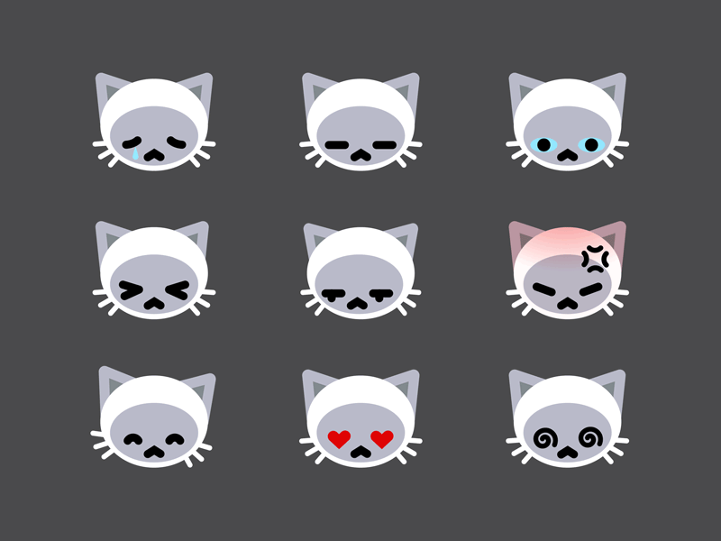 Gnocchi the Cat Emoticons animation cat character emoji emoticons siamese