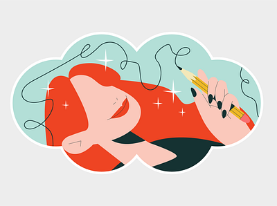 Sticker with girl p. 1 branding illustration illustrator minimal people vector