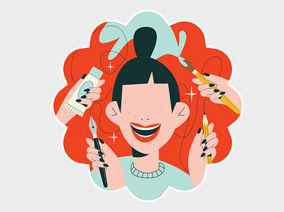 Sticker with girl p. 2 branding illustration illustrator minimal people vector
