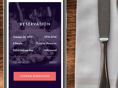 Daily UI - Day 054 - Confirm Reservation dailyui