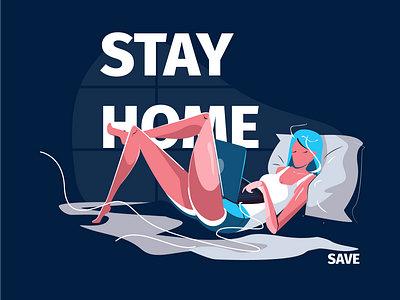 stay home app art branding design flat illustration illustrator ui vector web