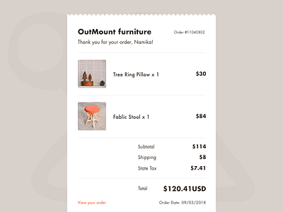 Daily UI#17 Email Receipt