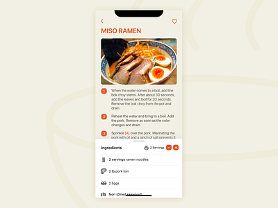 Daily UI #40 Recipe dailyui food iphonex mobile ramen recipe ui