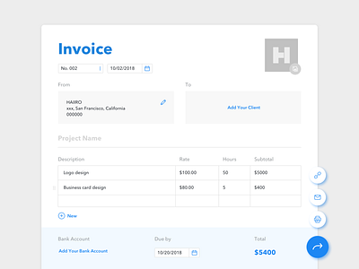 Daily UI #46 Invoice by Namika Haiji Hamasaki on Dribbble