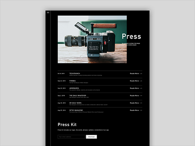 Daily UI #51 Press Page black dailyui dark desktop media press ui web webdesign