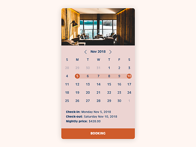 Daily UI #67 Hotel Booking booking dailyui date datepicker hotel reserve travel ui