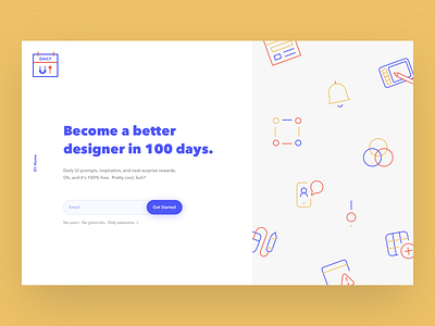 Daily UI #100 Redesign Daily UI Landing Page 🎊 dailyui desktop icon illustration landing page lp ui