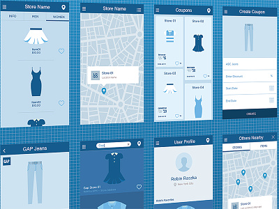 Store wireframes android app blackberry business app concept consumer app iphone app logo design ui ux wireframe