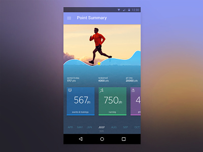 Point Summary android app colorful flat ui glass ui interaction design material design uiux
