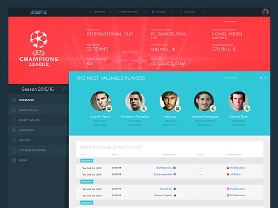 UEFA Champions League page redesign interaction design ui design ux design