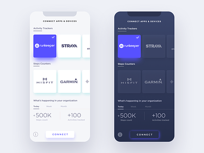 Connect Fitness Trackers clean ui colorful fitness app flat ui iphone app ui design uiux design wireframe design