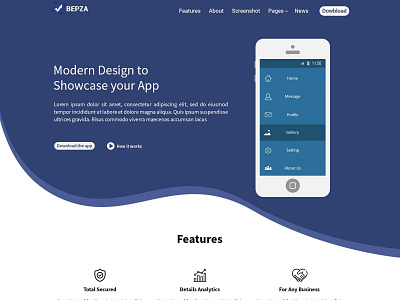 Bepza - Creative App Landing Page Psd Template