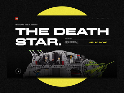 Lego " The Death Star" black black background brutalism design graphic design lego promotion ui uid uidesign ux ui ux design web web design website