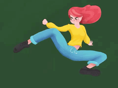 Kick 💥 animation-illustration animation art color girl illustration kick procreate