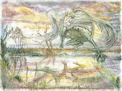 Swamp Dragon fantasy art illustration