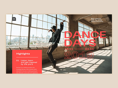 Dance Days adobe xd animation dance events motion ui ux video website