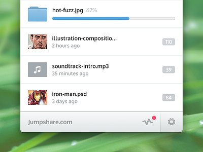 Desktop App activity files folder interface jumpshare preview progress settings ui ux