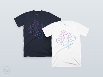 Iterate abstract apparel blue blue and white cottonbureau cube gradient illustration line shirt tshirt