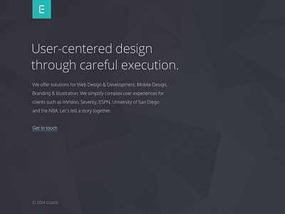 Landing Page design elastik execution info interface studio ui ux website