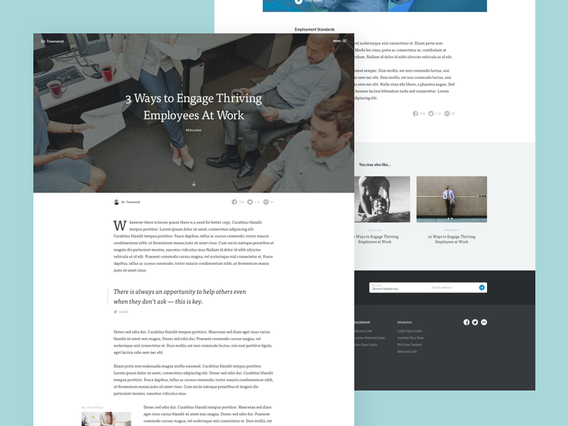 Article date drop-cap serif quote content layout article personal web blog ui ux