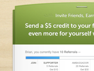 Invite Friends, Earn... blue creative green invite market referral signup staple teaser texture ui wood