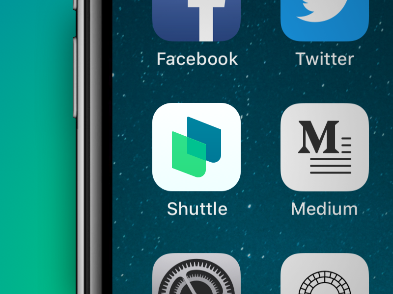 App Icon branding identity abstract shuttle logo mark blue green logotype app