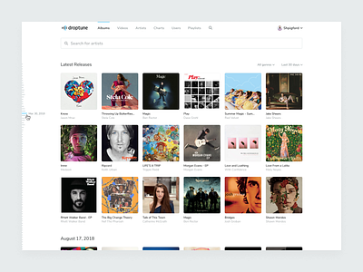 Droptune – Feed album app blue design icons identity interface layout logo music player ui ux