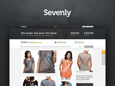 Sevenly Homepage add button campaign cart ecommerce interaction layout price selection sevenly size style tshirt ui ux