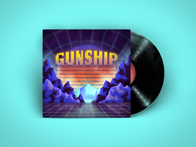 Gunship Album Redesign 80s cyberpunk dribbbleweeklywarmup illustrator photoshop retro retrowave signalnoise synthwave vaporwave