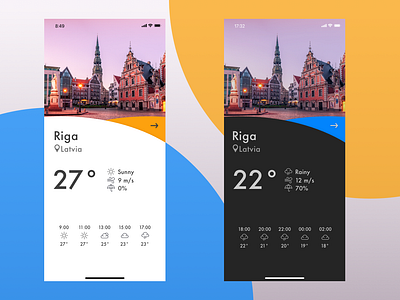 Weather App app city dark dark mode dark ui design experience forecast forecasting ios iphone iphone x landing page ui weather weather app weather forecast