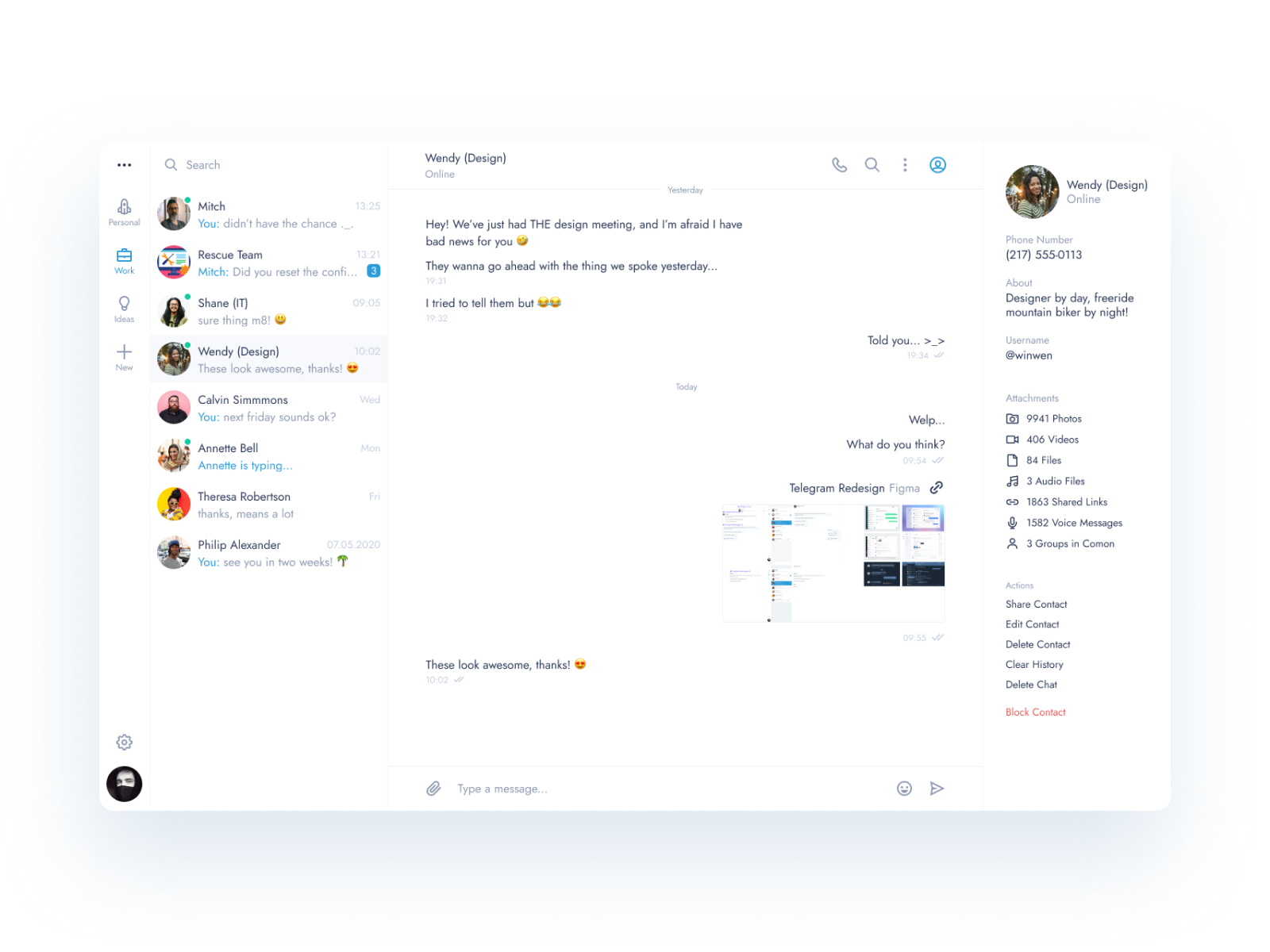 Telegram Clean Redesign by Ian Corvin on Dribbble