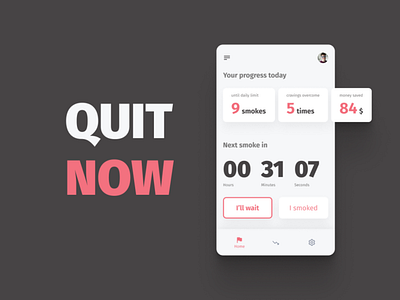 QUIT NOW android app apple clean habit health health app interface iphone minimalist minimalistic mobile quit quit smoking smoke smoking ui ux