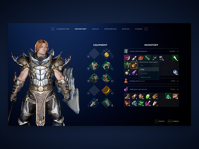 MMORPG Inventory UI Concept character design fantasy inventory medieval mmorpg ui unreal engine