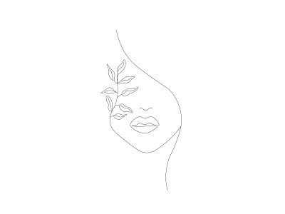 Green girl line art line drawing minimalist