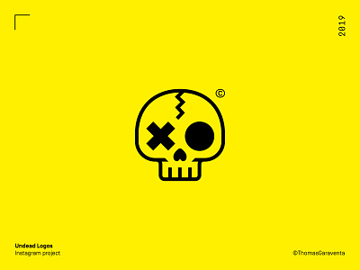 Undead logos bold branding design flat icon instagram logo logo design logomark mark minimal skull symbol vector