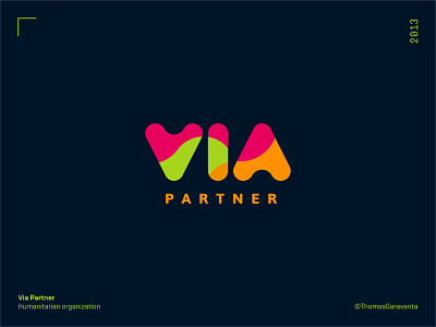 Via Partner - logotype branding design flat graphic design logo logotype mark neon colors round logo symbol typography vector