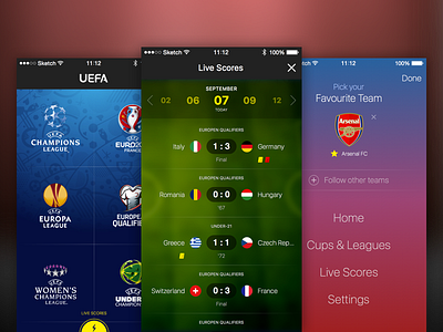 UEFA Mobile App app football app mobile app sketch soccer soccer app uefa