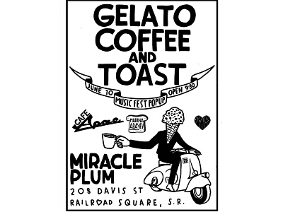 Gelato Coffee and Toast branding design draw handlettering illustration logo typography