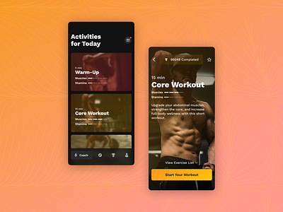 Personal Fitness Coach activities crossfit design figma fitness fitness app personal trainer personal workout sports trx ui ux wod work sans workout workout tracker
