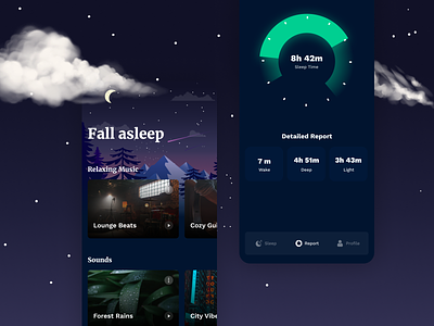 CalmNight app asleep branding design figma illustration logo relax sleep sleep tracker sleeping track tracker typography ui vector
