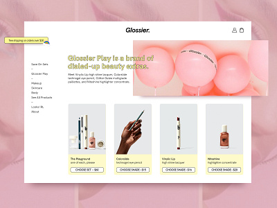 003 Landing Page beauty daily 100 daily ui 003 dailyui desktop ecommere glossier hero landing page makeup products shopping website