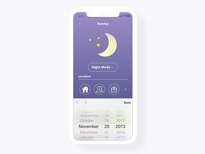 IphoneX Sleep App Setting app design illustration ui ux