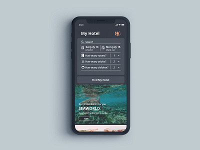 iPhone X Hotel Booking app dailyui design hotel booking illustration minimal sketch ui ux