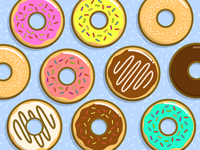 Donuts Donuts Donuts! colorful delicious dessert donuts doughnuts dunkin food illustration pattern sweet treat