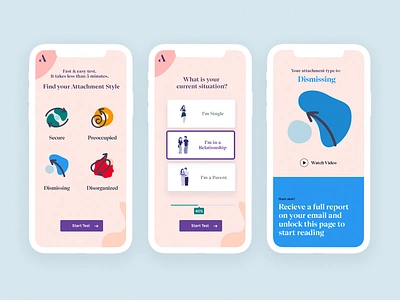 Attachment Type — Tests and Results 📘 app design education educational exam health illustration ios iphone learn lesson profile psychology quiz science study studyng test ui ux